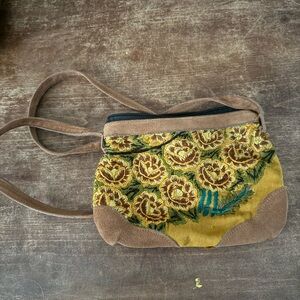 Floral Crossbody Bag in Brown and Yellow